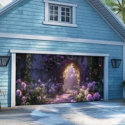 Giant Trees Forest Outdoor Garage Door Cover Banner Beautiful Large Backdrop Decoration for Outdoor Garage Door Home Wall Decorations Event Party Parade