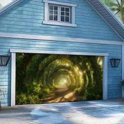 Giant Trees Forest Outdoor Garage Door Cover Banner Beautiful Large Backdrop Decoration for Outdoor Garage Door Home Wall Decorations Event Party Parade