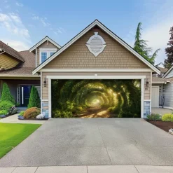 Giant Trees Forest Outdoor Garage Door Cover Banner Beautiful Large Backdrop Decoration for Outdoor Garage Door Home Wall Decorations Event Party Parade