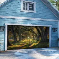 Giant Trees Forest Outdoor Garage Door Cover Banner Beautiful Large Backdrop Decoration for Outdoor Garage Door Home Wall Decorations Event Party Parade