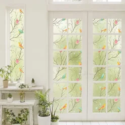 Glass Window Film Cartoon Twig Bird Frosted Static Privacy Decoration Self Adhesive for UV Blocking Heat Control Glass Window Stickers 100X45CM