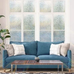 Glass Window Film 3D Adhesive Free Static Privacy Window Film Decorative Glass Mosaic Film Grid Privacy Glass Film 45*100CM