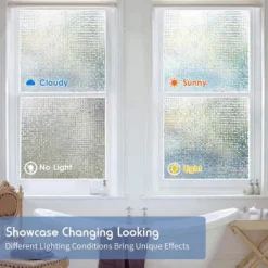 Glass Window Film 3D Adhesive Free Static Privacy Window Film Decorative Glass Mosaic Film Grid Privacy Glass Film 45*100CM