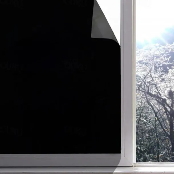 Glass Window Film Window Covering Black Film Static Privacy Decoration Self Adhesive for UV Blocking Heat Control Glass Window Stickers 100X45cm/39X18inches