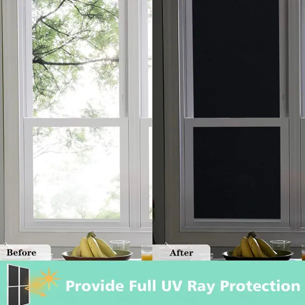 Glass Window Film Window Covering Black Film Static Privacy Decoration Self Adhesive for UV Blocking Heat Control Glass Window Stickers 100X45cm/39X18inches
