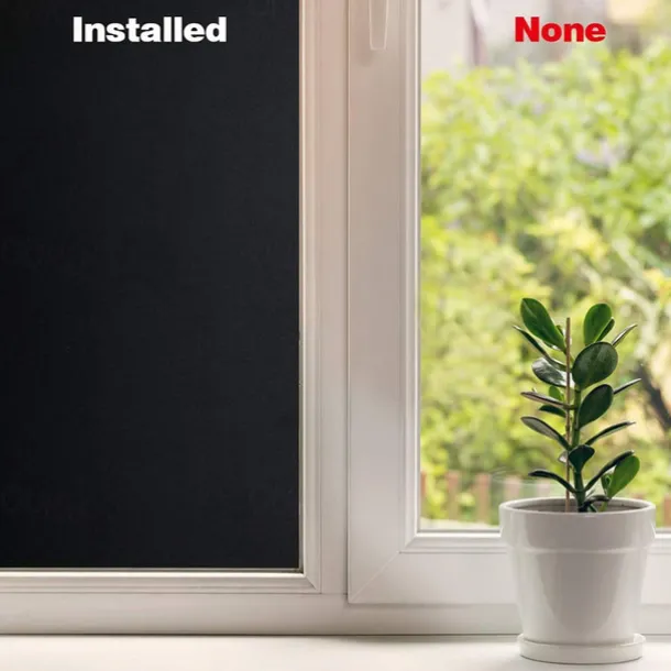 Glass Window Film Window Covering Black Film Static Privacy Decoration Self Adhesive for UV Blocking Heat Control Glass Window Stickers 100X45cm/39X18inches