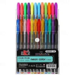 Glitter Gel Pen Color Neutral Pen Ballpoint Pen Hand Account Pen Children's Luminous Flashing Stars Special Color for Note-taking