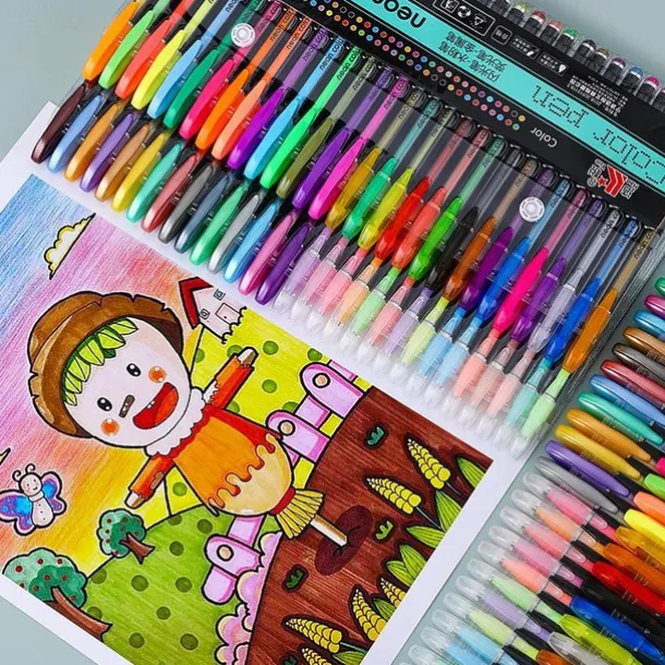 Glitter Gel Pen Color Neutral Pen Ballpoint Pen Hand Account Pen Children's Luminous Flashing Stars Special Color for Note-taking