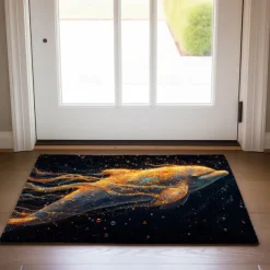 Gold Dolphin Doormat Non-Slip Oil Proof Rug Indoor Outdoor Mat Bedroom Decor Bathroom Mat Entrance Rug Door Mat