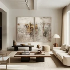 Gold foil oil painting handmade abstract gold painting Wabi sabi Wall Art Beige Abstract Painting on Canvas A Pair Beige Texture oil painting Wall Art Neutral Abstract oil painting Wal Decor