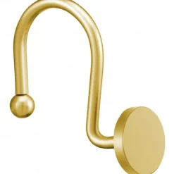 Gold Shower Curtain Hooks, Rustproof Shower Curtain Rings for Bathroom, Metal Shower Hooks for Shower Curtain Rod, Modern Decorative Shower Curtain Hangers Set of 12, Round Heavy Duty Design