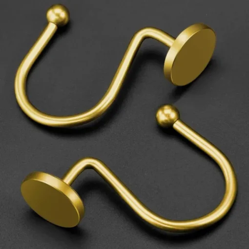Gold Shower Curtain Hooks, Rustproof Shower Curtain Rings for Bathroom, Metal Shower Hooks for Shower Curtain Rod, Modern Decorative Shower Curtain Hangers Set of 12, Round Heavy Duty Design