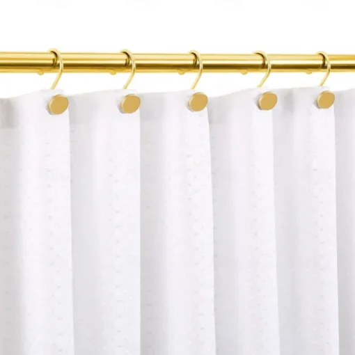 Gold Shower Curtain Hooks, Rustproof Shower Curtain Rings for Bathroom, Metal Shower Hooks for Shower Curtain Rod, Modern Decorative Shower Curtain Hangers Set of 12, Round Heavy Duty Design