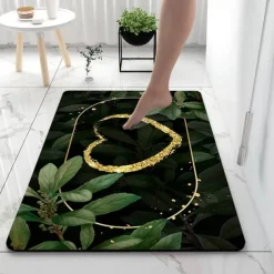 Golden Bath Mat Non-slip Diatomaceous Earth Bath Rug Soft Mat Rubber Anti-Slip Fast Dry Super Absorbent Thin Bathroom Mat for Under Door - Bathroom Floor Mat Rug Bathtub Front Shower Mat Sink