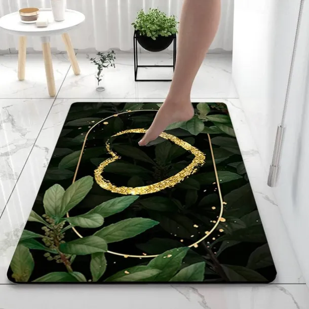 Golden Bath Mat Non-slip Diatomaceous Earth Bath Rug Soft Mat Rubber Anti-Slip Fast Dry Super Absorbent Thin Bathroom Mat for Under Door - Bathroom Floor Mat Rug Bathtub Front Shower Mat Sink