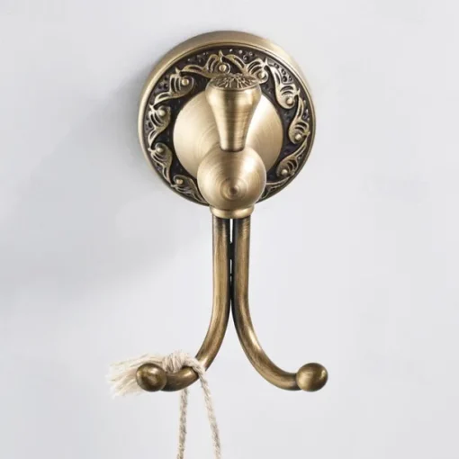 Golden Brushed Brass Towel Holder Bathroom Accessory Towel Ring/Toilet Paper Holder/Robe Hook Antique Brass Bathroom Single Rod Wall Mounted Carved Design