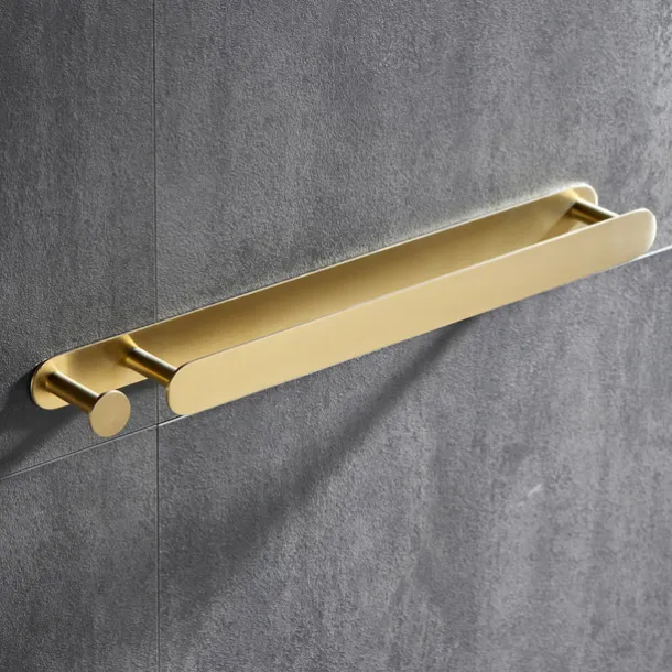 Golden Multifunctional Towel Bar with Hook 304 Stainless Steel Electroplated, 40cm, Brushed Gold, Bathroom and Kitchen Shelf Punch-free