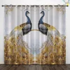 Golden Rose Peacock Insulated Outdoor Balcony Rest Living Room Home Decoration 2-piece Set 3D Digital Printing Perforated Shade Curtains
