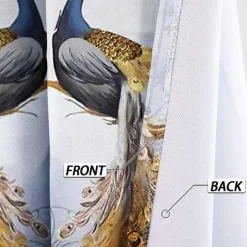 Golden Rose Peacock Insulated Outdoor Balcony Rest Living Room Home Decoration 2-piece Set 3D Digital Printing Perforated Shade Curtains