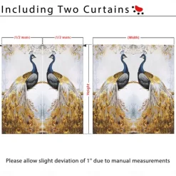 Golden Rose Peacock Insulated Outdoor Balcony Rest Living Room Home Decoration 2-piece Set 3D Digital Printing Perforated Shade Curtains
