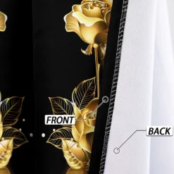 Golden Rose Peacock Insulated Outdoor Balcony Rest Living Room Home Decoration 2-piece Set 3D Digital Printing Perforated Shade Curtains