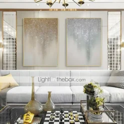 Golden Silver Starry Sky Abstract Oil Painting 100% Handmade Hand Painted Wall Art On Canvas Home Decoration Decor Rolled Canvas No Frame Unstretched