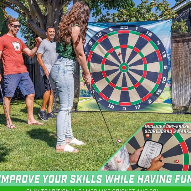 Golf Chipping Game Set Includes 6x6 Ft Sticky Playing Mat, N' Stick Golf Games with Chip N' Stick Golf Balls - Targets with Chipping Mat