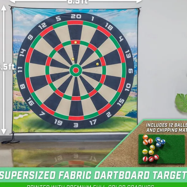 Golf Chipping Game Set Includes 6x6 Ft Sticky Playing Mat, N' Stick Golf Games with Chip N' Stick Golf Balls - Targets with Chipping Mat