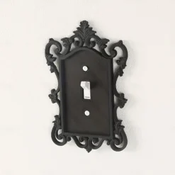 Gothic Style Switch Plate Cover 1-Pack, Decorative Home & Office Wall Plate, Durable Plastic, Artistic Design, for Halloween Decor - Screw-in Mounting, Unfinished Finish, No Electricity Required