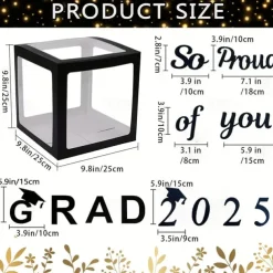 Graduation Decorations Class of 2025, 4pcs 2025 Graduation Party Black Balloon Boxes with Letters GRAD, 2025 for Preschool Kindergarten High School College Grad Party Celebration Supplies