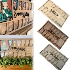 Graduation School Picture Frame, Pre-K to 12, Wooden Photo Frame for School Years (K-12), 14 Photo Slots, Ideal Graduation Gifts & Party Decor for Children and Classmates