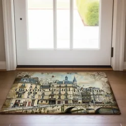 Graffiti Doormat Kitchen Mat Floor Mat Non-Slip Area Rug Oil Proof Rug Indoor Outdoor Mat Bedroom Decor Bathroom Mat Entrance Rug Eiffel Tower