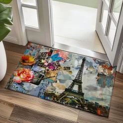Graffiti Doormat Kitchen Mat Floor Mat Non-Slip Area Rug Oil Proof Rug Indoor Outdoor Mat Bedroom Decor Bathroom Mat Entrance Rug Eiffel Tower