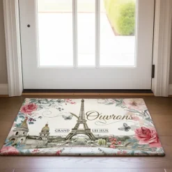 Graffiti Doormat Kitchen Mat Floor Mat Non-Slip Area Rug Oil Proof Rug Indoor Outdoor Mat Bedroom Decor Bathroom Mat Entrance Rug Eiffel Tower
