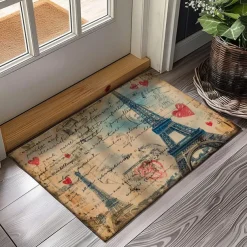 Graffiti Doormat Kitchen Mat Floor Mat Non-Slip Area Rug Oil Proof Rug Indoor Outdoor Mat Bedroom Decor Bathroom Mat Entrance Rug Eiffel Tower