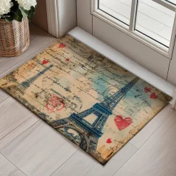 Graffiti Doormat Kitchen Mat Floor Mat Non-Slip Area Rug Oil Proof Rug Indoor Outdoor Mat Bedroom Decor Bathroom Mat Entrance Rug Eiffel Tower