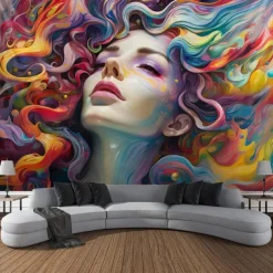 Graffiti Woman Hanging Tapestry Wall Art Large Tapestry Mural Decor Photograph Backdrop Blanket Curtain Home Bedroom Living Room Decoration