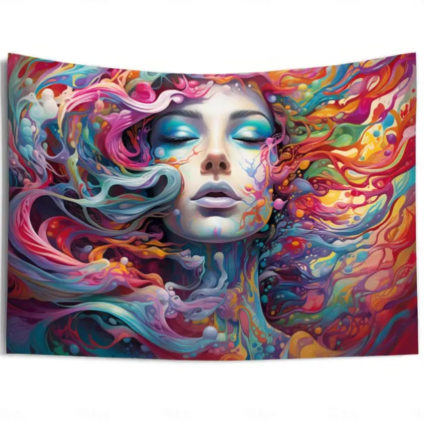 Graffiti Woman Hanging Tapestry Wall Art Large Tapestry Mural Decor Photograph Backdrop Blanket Curtain Home Bedroom Living Room Decoration