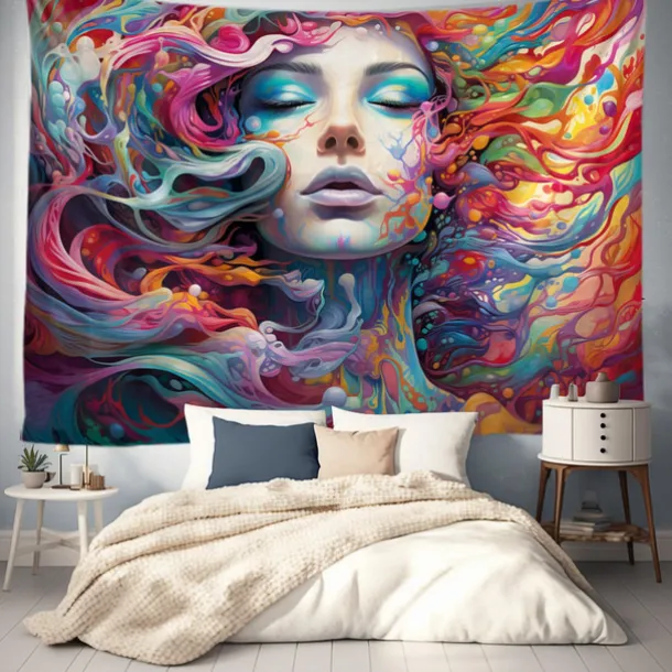 Graffiti Woman Hanging Tapestry Wall Art Large Tapestry Mural Decor Photograph Backdrop Blanket Curtain Home Bedroom Living Room Decoration