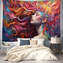 Graffiti Woman Hanging Tapestry Wall Art Large Tapestry Mural Decor Photograph Backdrop Blanket Curtain Home Bedroom Living Room Decoration