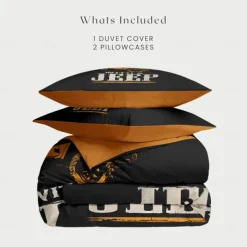 Graphic Car Old Man Duvet Cover Set Vintage Retro Style Soft Durable Microfiber Quilt Cover with Pillowcases Unique Bedroom Decor