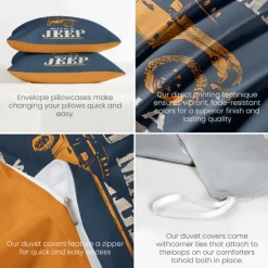 Graphic Car Old Man Duvet Cover Set Vintage Retro Style Soft Durable Microfiber Quilt Cover with Pillowcases Unique Bedroom Decor