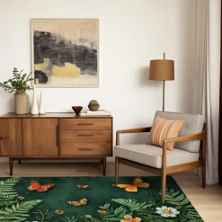 Green Butterfly Plant Area Rug Kitchen Mat Non-Slip Oil Proof Floor Mat Livingroom Rug Indoor Outdoor Mat Bedroom Decor Bathroom Mat Entrance Rug Door Mat