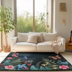 Green Butterfly Plant Area Rug Kitchen Mat Non-Slip Oil Proof Floor Mat Livingroom Rug Indoor Outdoor Mat Bedroom Decor Bathroom Mat Entrance Rug Door Mat