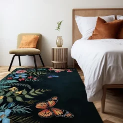 Green Butterfly Plant Area Rug Kitchen Mat Non-Slip Oil Proof Floor Mat Livingroom Rug Indoor Outdoor Mat Bedroom Decor Bathroom Mat Entrance Rug Door Mat