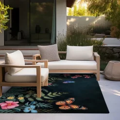 Green Butterfly Plant Area Rug Kitchen Mat Non-Slip Oil Proof Floor Mat Livingroom Rug Indoor Outdoor Mat Bedroom Decor Bathroom Mat Entrance Rug Door Mat