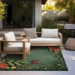 Green Butterfly Plant Area Rug Kitchen Mat Non-Slip Oil Proof Floor Mat Livingroom Rug Indoor Outdoor Mat Bedroom Decor Bathroom Mat Entrance Rug Door Mat