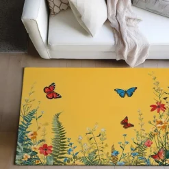 Green Butterfly Plant Area Rug Kitchen Mat Non-Slip Oil Proof Floor Mat Livingroom Rug Indoor Outdoor Mat Bedroom Decor Bathroom Mat Entrance Rug Door Mat