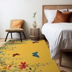 Green Butterfly Plant Area Rug Kitchen Mat Non-Slip Oil Proof Floor Mat Livingroom Rug Indoor Outdoor Mat Bedroom Decor Bathroom Mat Entrance Rug Door Mat