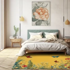 Green Butterfly Plant Area Rug Kitchen Mat Non-Slip Oil Proof Floor Mat Livingroom Rug Indoor Outdoor Mat Bedroom Decor Bathroom Mat Entrance Rug Door Mat